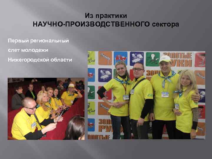 Из практики НАУЧНО-ПРОИЗВОДСТВЕННОГО сектора Первый региональный слет молодежи Нижегородской области 