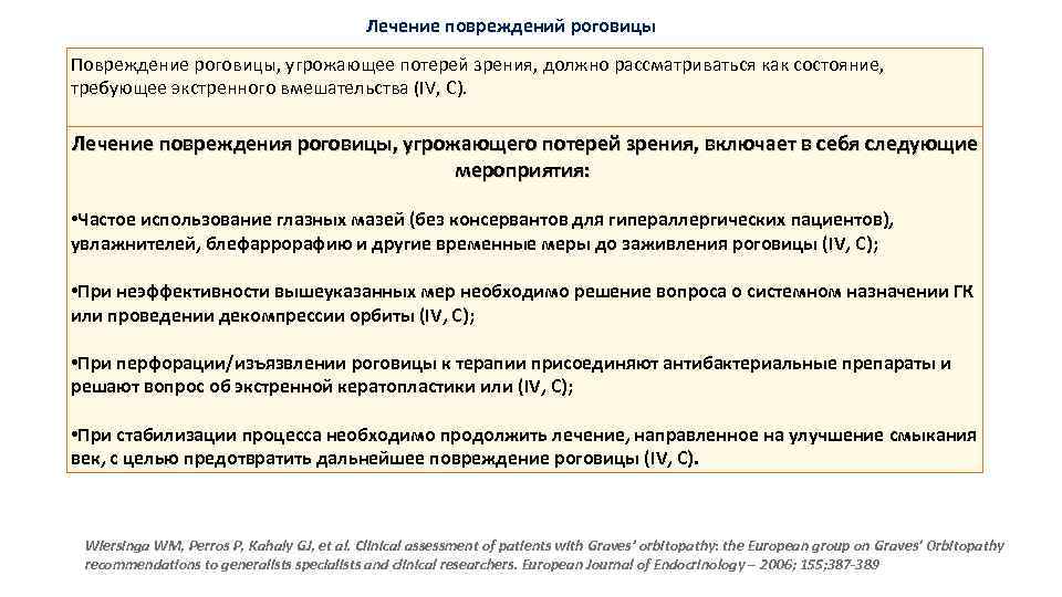 Лечение повреждений роговицы Повреждение роговицы, угрожающее потерей зрения, должно рассматриваться как состояние, требующее экстренного