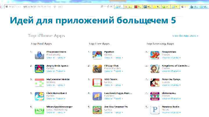 Идей для приложений большечем 5 , 