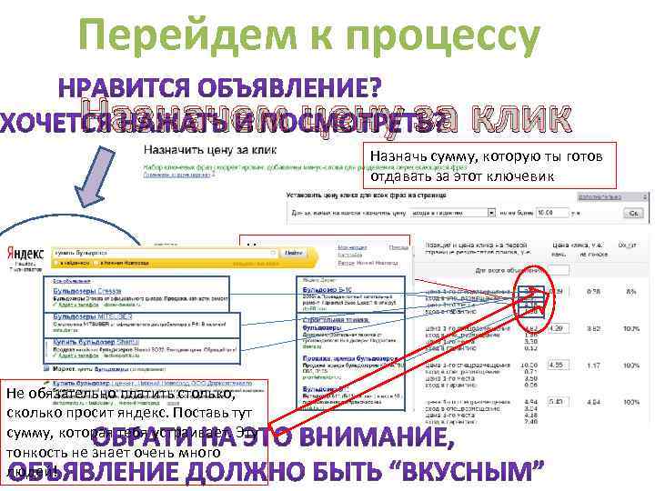 Перейдем к процессу Назначем цену за клик Назначь сумму, которую ты готов отдавать за