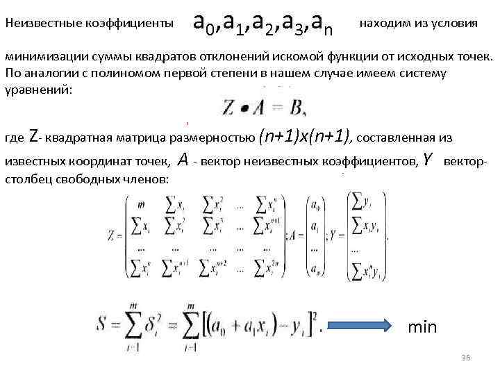 Неизвестные коэффициенты a 0, a 1, a 2, a 3, an находим из условия