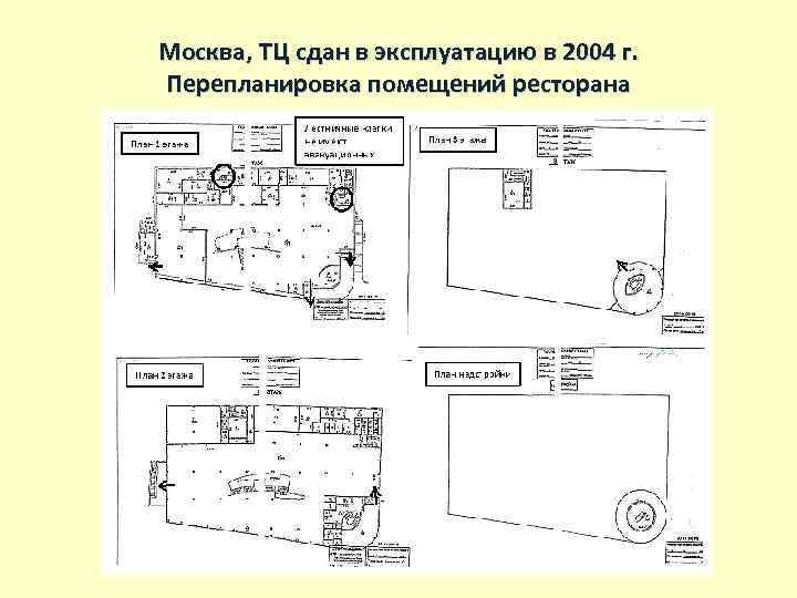 Москва, ТЦ сдан в эксплуатацию в 2004 г. Перепланировка помещений ресторана 