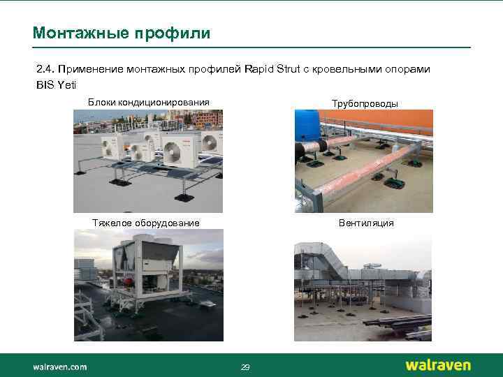 Монтажные профили 2. 4. Применение монтажных профилей Rapid Strut с кровельными опорами BIS Yeti