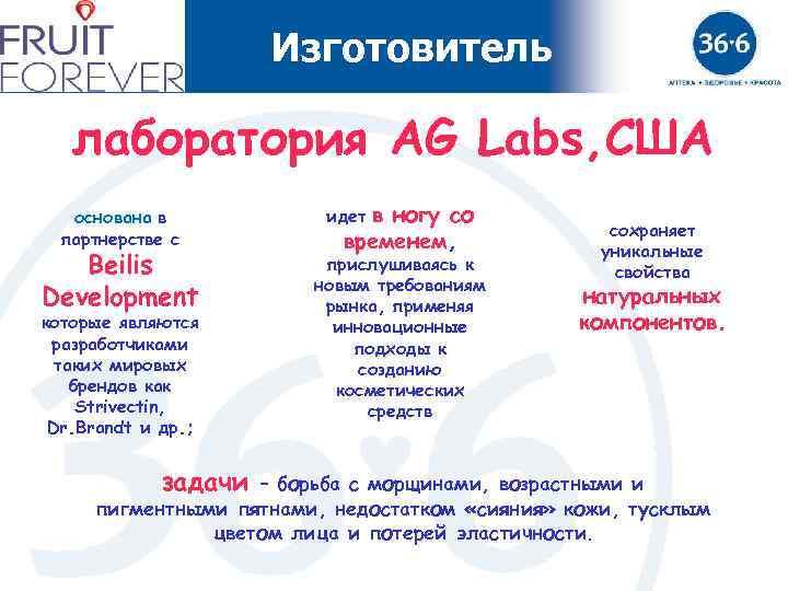 Изготовитель лаборатория AG Labs, США основана в партнерстве с Beilis Development которые являются разработчиками