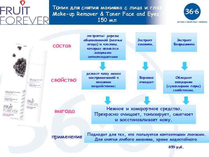 Тоник для снятия макияжа с лица и глаз Make-up Remover & Toner Face and