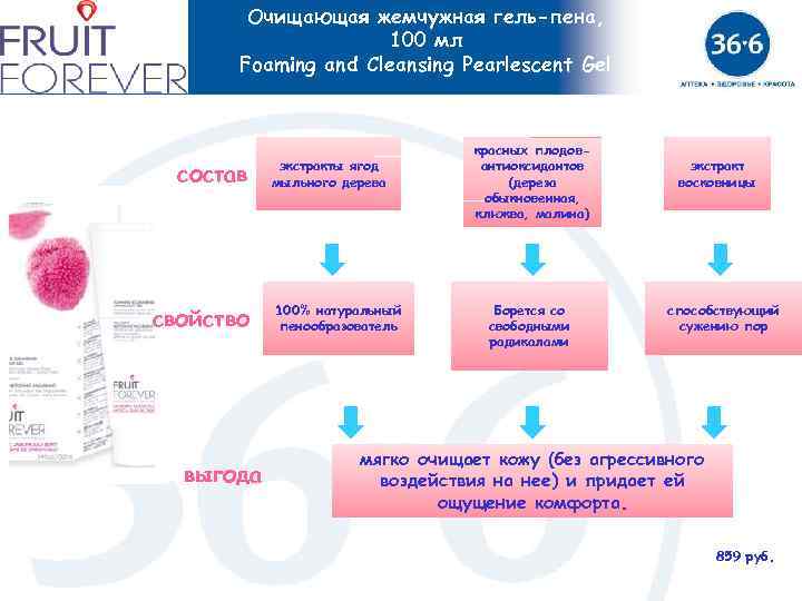 Очищающая жемчужная гель-пена, 100 мл Foaming and Cleansing Pearlescent Gel состав свойство выгода экстракты