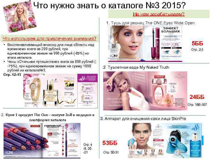 Что нужно знать о каталоге № 3 2015? На чем зарабатываем? 1. Тушь для