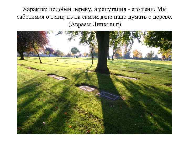 Характер подобен дереву, а репутация - его тени. Мы заботимся о тени; но на