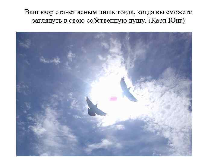 Ваш взор станет ясным лишь тогда, когда вы сможете заглянуть в свою собственную душу.