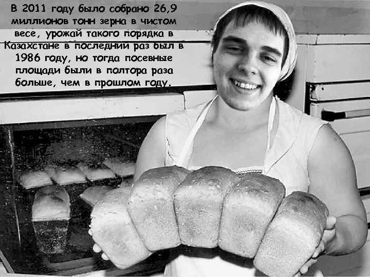 В 2011 году было собрано 26, 9 миллионов тонн зерна в чистом весе, урожай