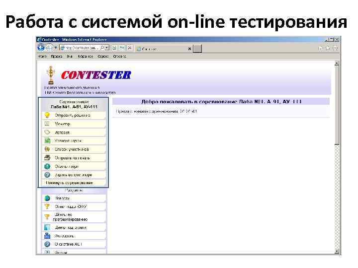 Работа с системой on-line тестирования 