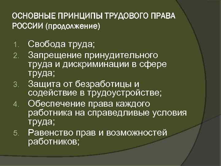 Принципы трудовых отношений