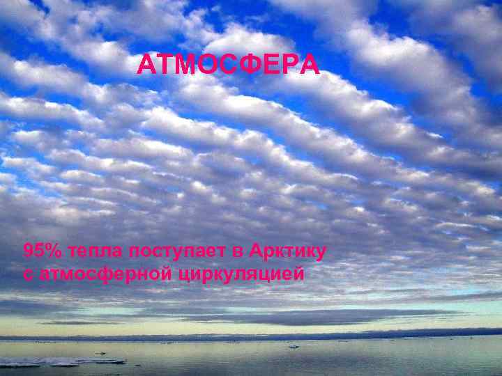 АТМОСФЕРА 95% тепла поступает в Арктику с атмосферной циркуляцией 