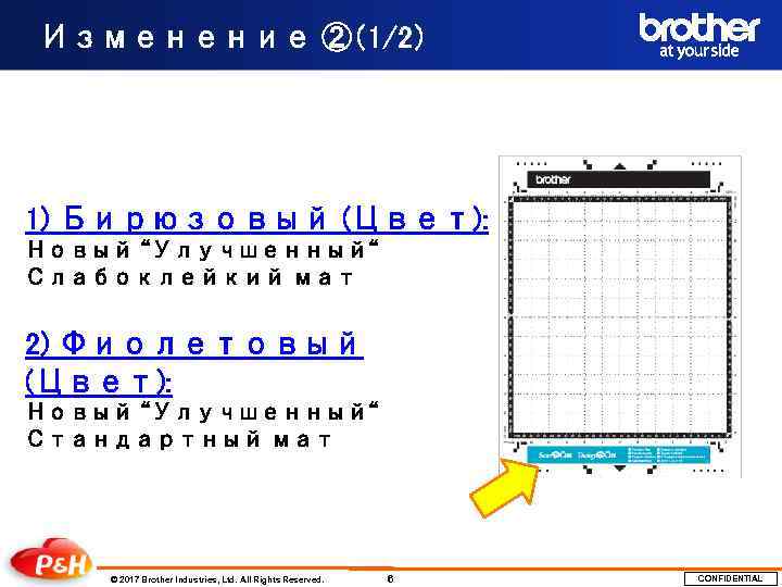 Изменение ②（1/2） 1) Бирюзовый (Цвет): Новый “Улучшенный“ Слабоклейкий мат 2) Фиолетовый (Цвет): Новый “Улучшенный“