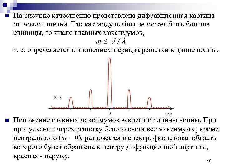 От чего зависит количество главных максимумов в дифракционной картине от плоской решетки