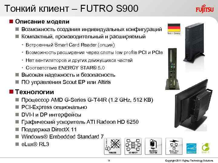 Тонкий клиент – FUTRO S 900 Описание модели Возможность создания индивидуальных конфигураций Компактный, производительный