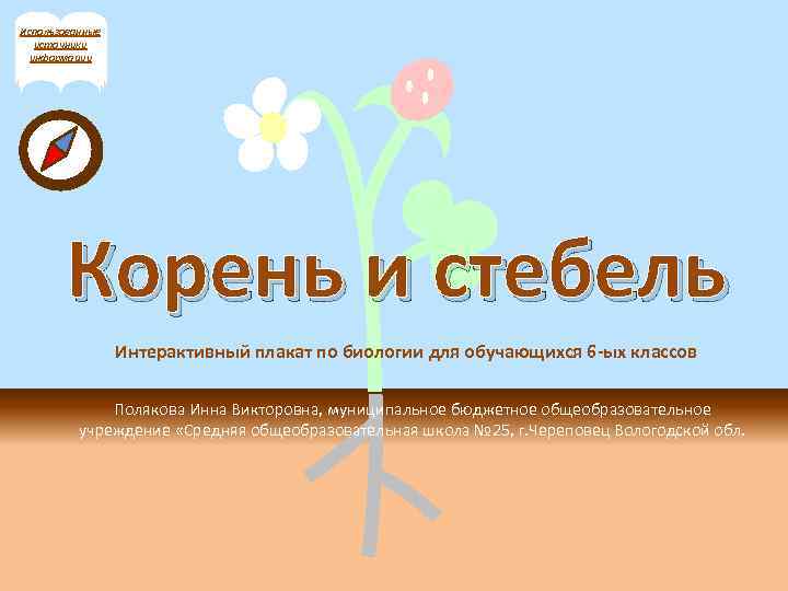 Использованные источники информации Корень и стебель Интерактивный плакат по биологии для обучающихся 6 -ых