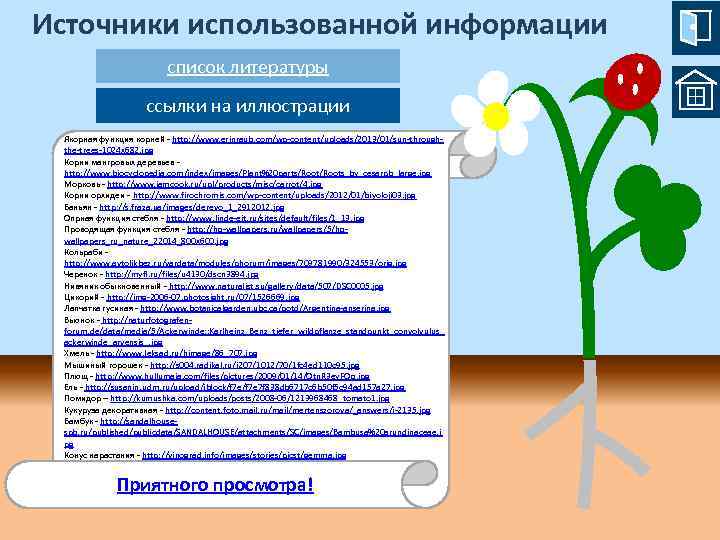 Источники использованной информации список литературы ссылки на иллюстрации Якорная функция корней - http: //www.