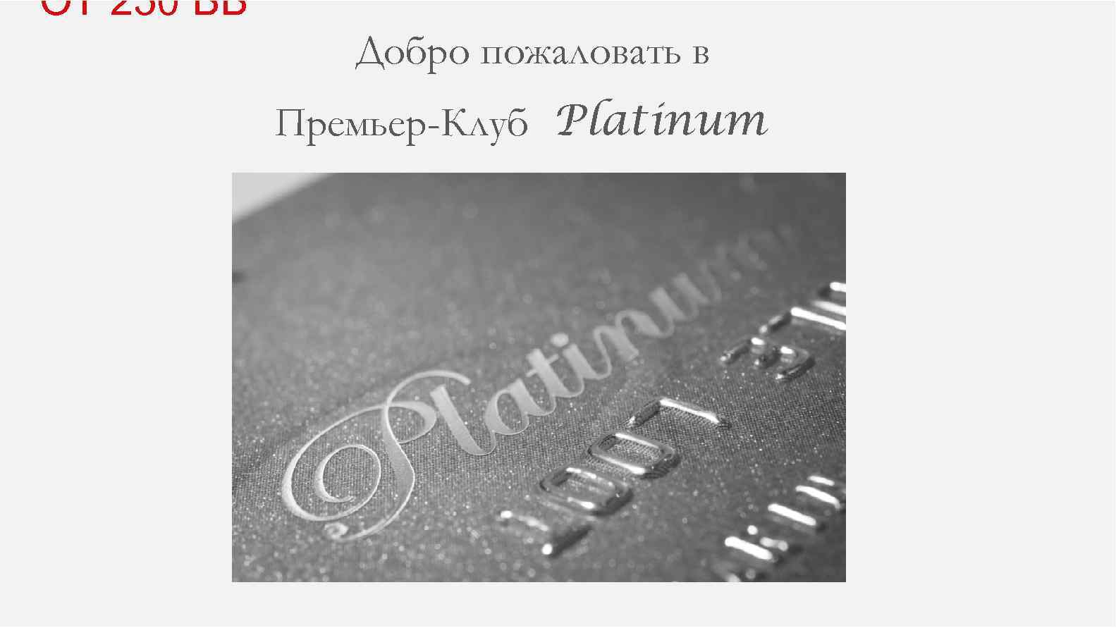 ОТ 250 ББ Добро пожаловать в Премьер-Клуб Platinum 