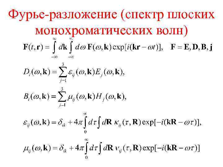 Фурье-разложение (спектр плоских монохроматических волн) 