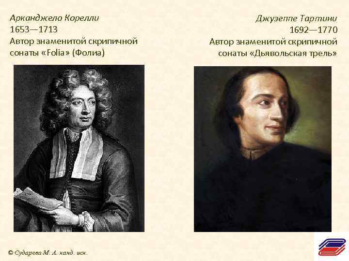 Арканджело Корелли 1653— 1713 Автор знаменитой скрипичной сонаты «Folia» (Фолиа) © Сударева М. А.