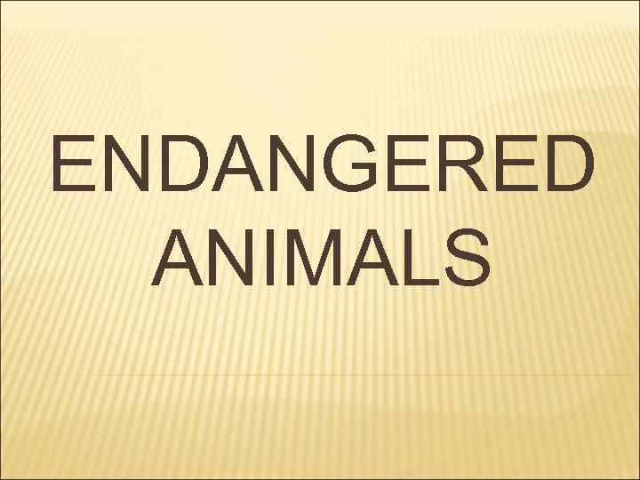 ENDANGERED ANIMALS 