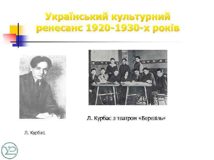 Український культурний ренесанс 1920 -1930 -х років Л. Курбас з театром «Березіль» Л. Курбас.