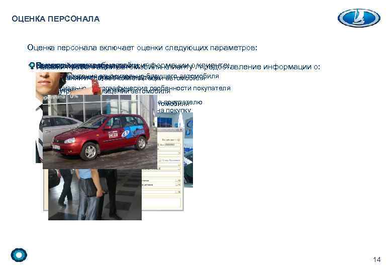 ОЦЕНКА ПЕРСОНАЛА Оценка персонала включает оценки следующих параметров: Коммуникативные навыки: Выявление потребностей и информации