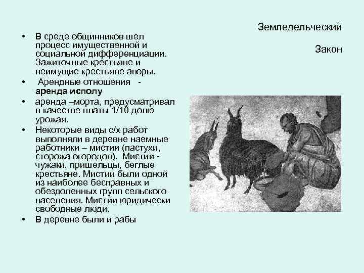  • • • В среде общинников шел процесс имущественной и социальной дифференциации. Зажиточные