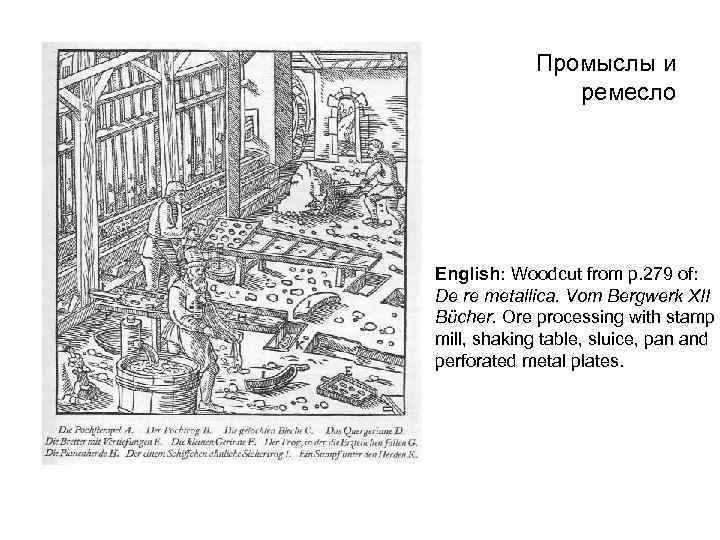 Промыслы и ремесло English: Woodcut from p. 279 of: De re metallica. Vom Bergwerk