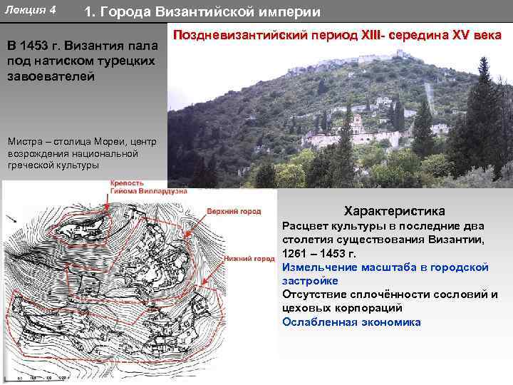 Лекция 4 1. Города Византийской империи В 1453 г. Византия пала под натиском турецких