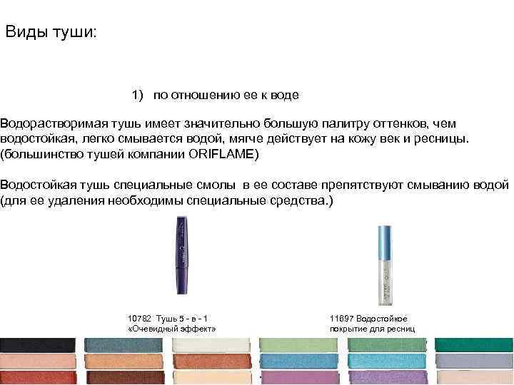 Виды туши: 1) по отношению ее к воде Водорастворимая тушь имеет значительно большую палитру