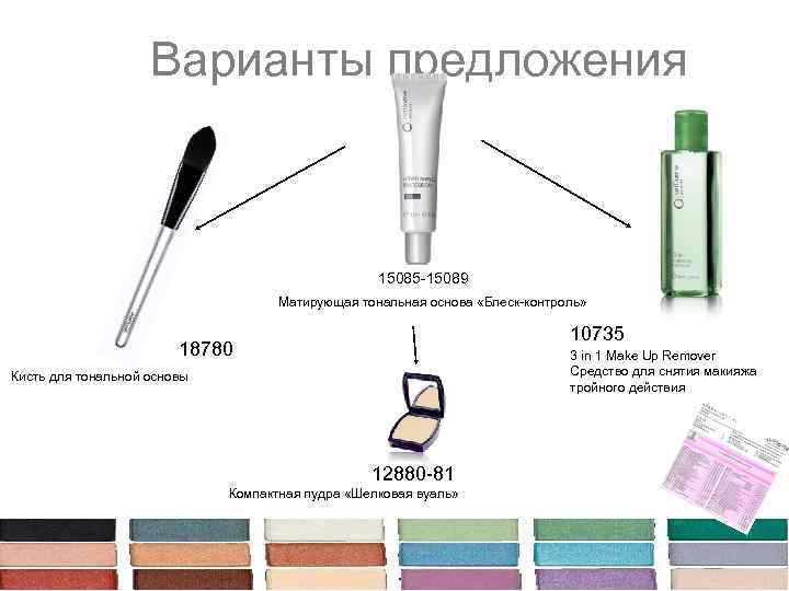 Варианты предложения 15085 -15089 Матирующая тональная основа «Блеск-контроль» 10735 18780 3 in 1 Make