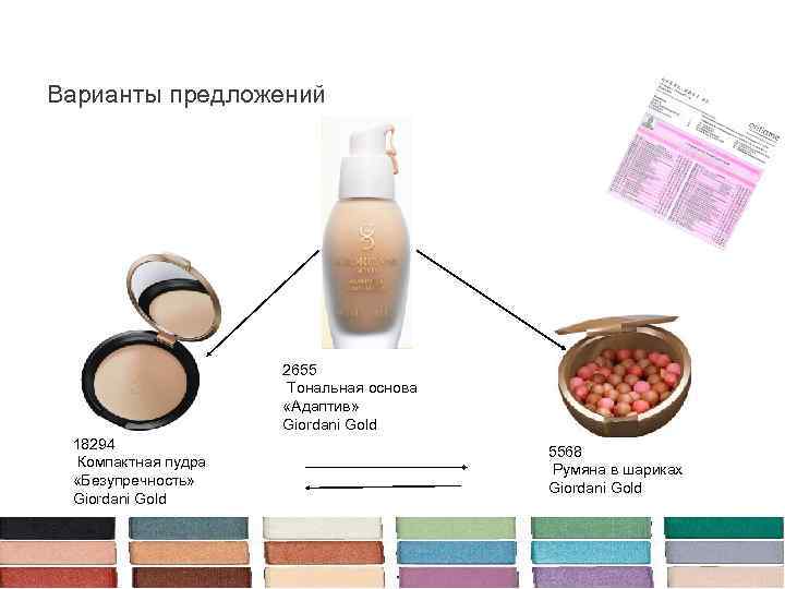 Варианты предложений 2655 Тональная основа «Адаптив» Giordani Gold 18294 Компактная пудра «Безупречность» Giordani Gold