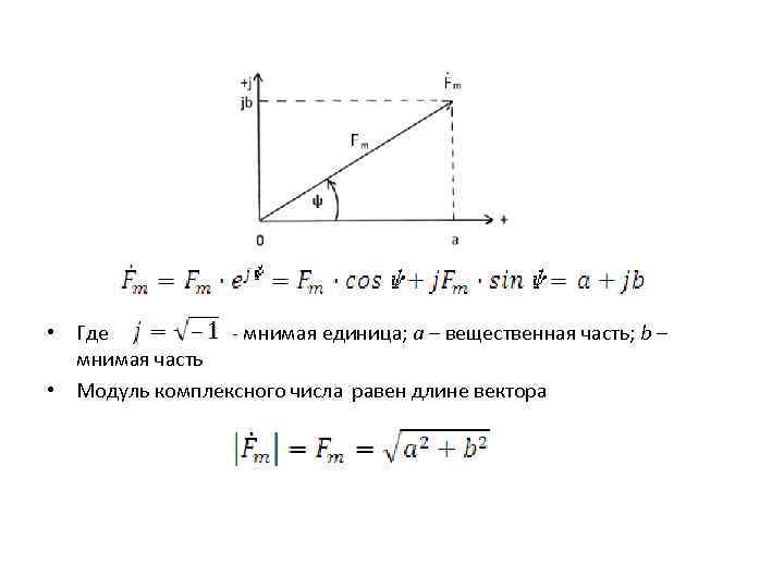  • Где - мнимая единица; a – вещественная часть; b – мнимая часть