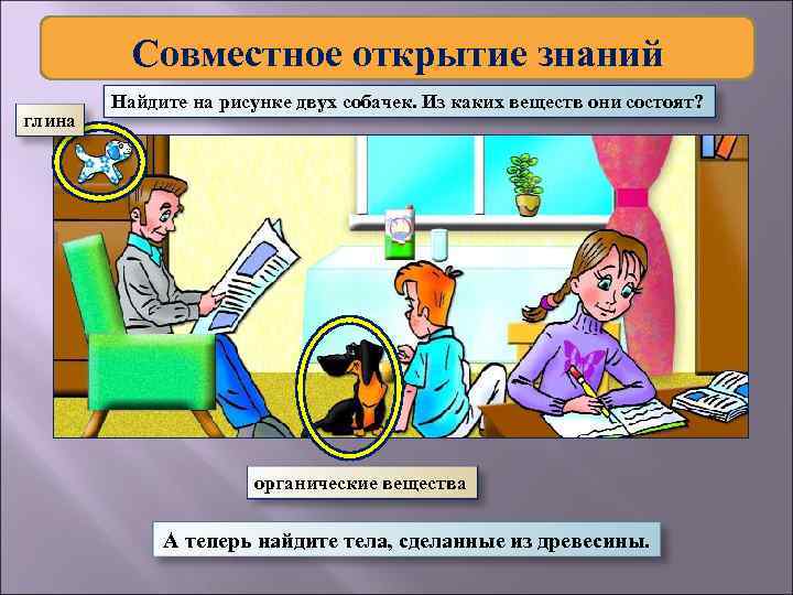 Совместное открытие знаний глина Найдите на рисунке двух собачек. Из каких веществ они состоят?