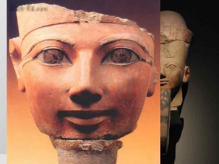 Храм: главный зал Вход обрамляли трехметровые статуи царицы в образе бога Осириса Здесь находилось