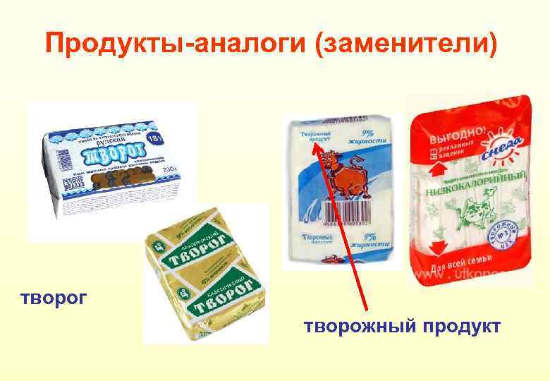 Продукты-аналоги (заменители) творог творожный продукт 