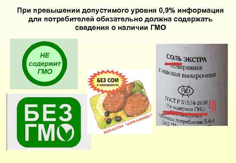 При превышении допустимого уровня 0, 9% информация для потребителей обязательно должна содержать сведения о