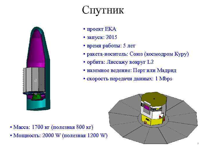 Спутник • проект ЕКА • запуск: 2015 • время работы: 5 лет • ракета-носитель: