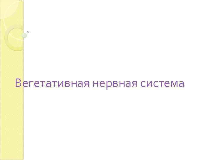 Вегетативная нервная система 