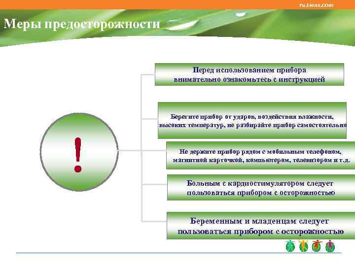 ru. tiens. com Меры предосторожности Перед использованием прибора внимательно ознакомьтесь с инструкцией Берегите прибор