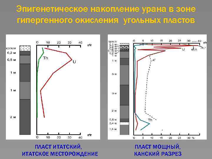 Эпигенетическое накопление урана в зоне гипергенного окисления угольных пластов ПЛАСТ ИТАТСКИЙ, ИТАТСКОЕ МЕСТОРОЖДЕНИЕ ПЛАСТ