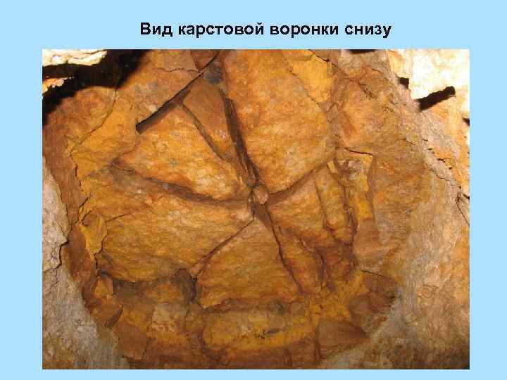 Вид карстовой воронки снизу 