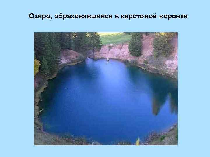 Озеро, образовавшееся в карстовой воронке 