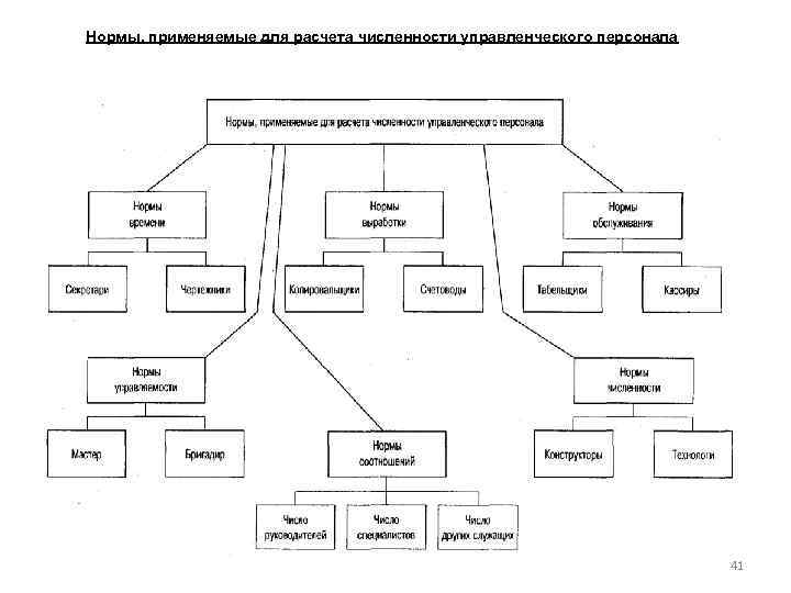 Нормы, применяемые для расчета численности управленческого персонала 41 