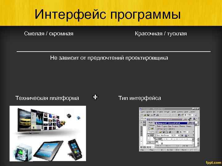 Интерфейс обеспечивает