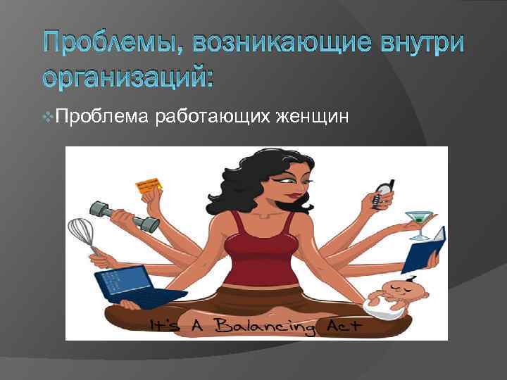 Проблемы, возникающие внутри организаций: v. Проблема работающих женщин 