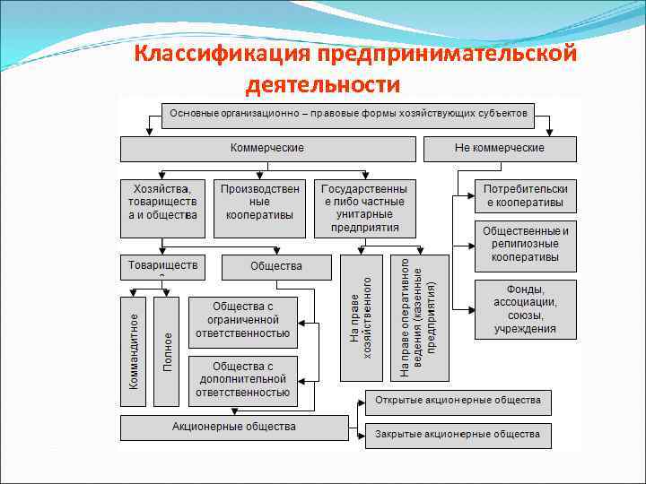Классификация предпринимательской деятельности 