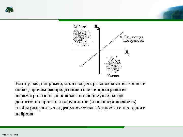 Если у нас, например, стоит задача разспознавания кошек и собак, причем распределение точек в